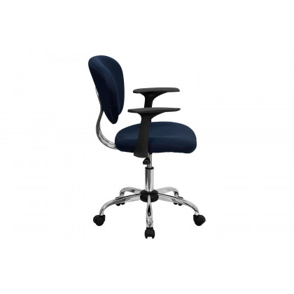BLNK Beverly Mid-Back Mesh Padded Swivel Task Office Chair with Chrome Base - Navy, with Arms
