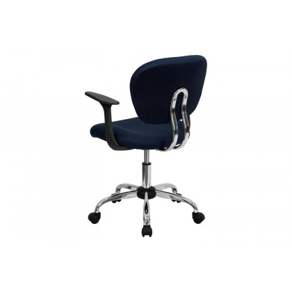 BLNK Beverly Mid-Back Mesh Padded Swivel Task Office Chair with Chrome Base - Navy, with Arms