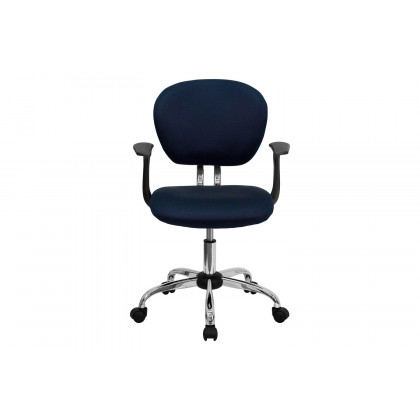 BLNK Beverly Mid-Back Mesh Padded Swivel Task Office Chair with Chrome Base - Navy, with Arms
