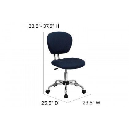 BLNK Beverly Mid-Back Mesh Padded Swivel Task Office Chair with Chrome Base - Navy