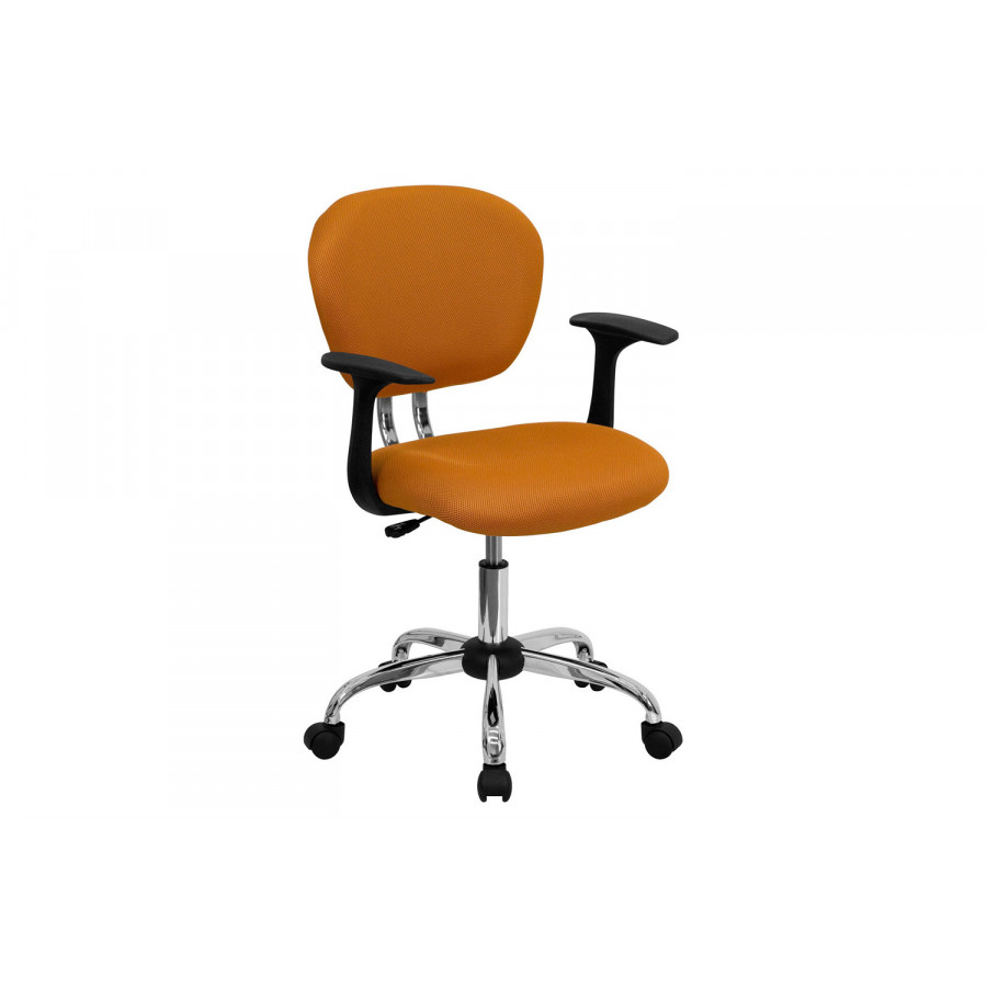 BLNK Beverly Mid-Back Mesh Padded Swivel Task Office Chair with Chrome Base - Orange, with Arms
