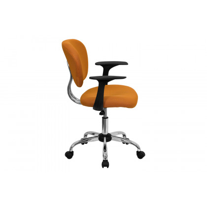 BLNK Beverly Mid-Back Mesh Padded Swivel Task Office Chair with Chrome Base - Orange, with Arms