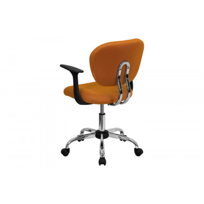 BLNK Beverly Mid-Back Mesh Padded Swivel Task Office Chair with Chrome Base - Orange, with Arms