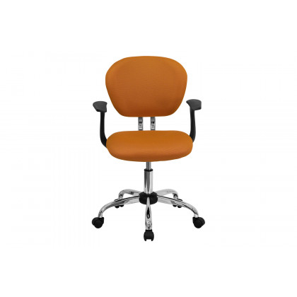 BLNK Beverly Mid-Back Mesh Padded Swivel Task Office Chair with Chrome Base - Orange, with Arms