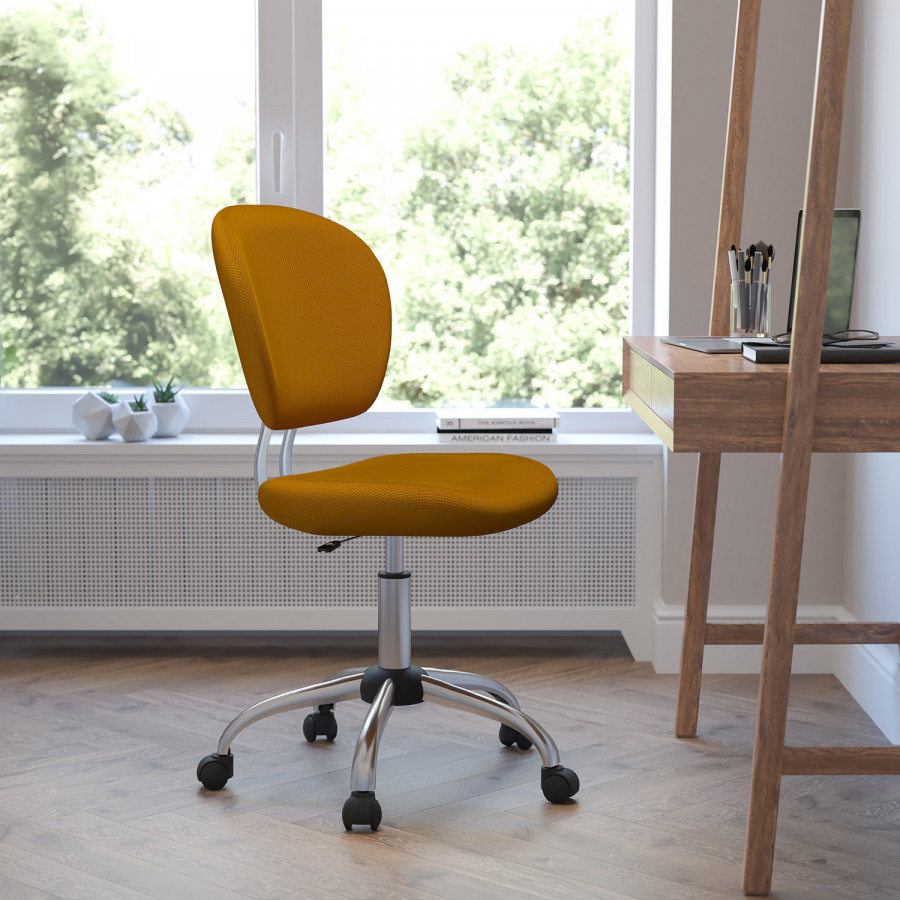 BLNK Beverly Mid-Back Mesh Padded Swivel Task Office Chair with Chrome Base - Orange