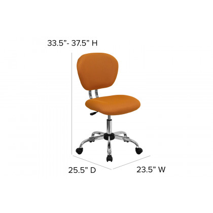 BLNK Beverly Mid-Back Mesh Padded Swivel Task Office Chair with Chrome Base - Orange
