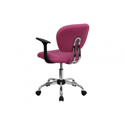 BLNK Beverly Mid-Back Mesh Padded Swivel Task Office Chair with Chrome Base - Pink, with Arms
