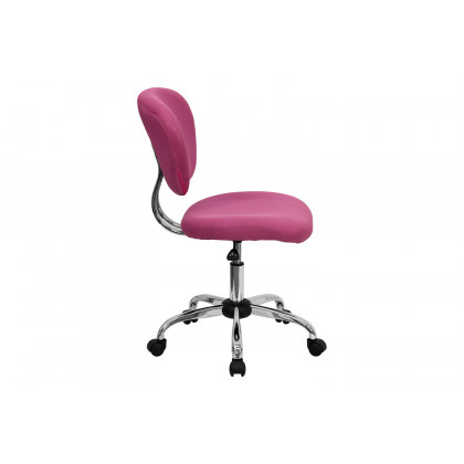 BLNK Beverly Mid-Back Mesh Padded Swivel Task Office Chair with Chrome Base - Pink