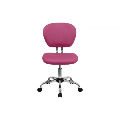 BLNK Beverly Mid-Back Mesh Padded Swivel Task Office Chair with Chrome Base - Pink