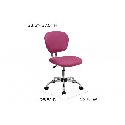 BLNK Beverly Mid-Back Mesh Padded Swivel Task Office Chair with Chrome Base - Pink