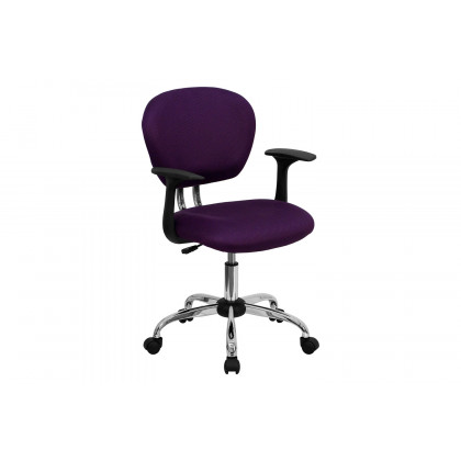 BLNK Beverly Mid-Back Mesh Padded Swivel Task Office Chair with Chrome Base - Purple, with Arms