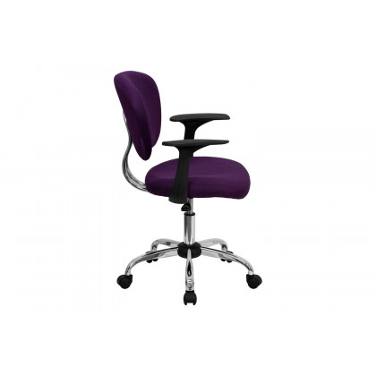 BLNK Beverly Mid-Back Mesh Padded Swivel Task Office Chair with Chrome Base - Purple, with Arms