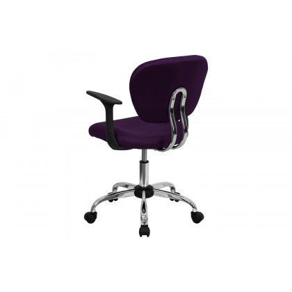 BLNK Beverly Mid-Back Mesh Padded Swivel Task Office Chair with Chrome Base - Purple, with Arms