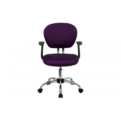 BLNK Beverly Mid-Back Mesh Padded Swivel Task Office Chair with Chrome Base - Purple, with Arms
