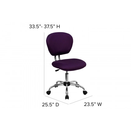 BLNK Beverly Mid-Back Mesh Padded Swivel Task Office Chair with Chrome Base - Purple