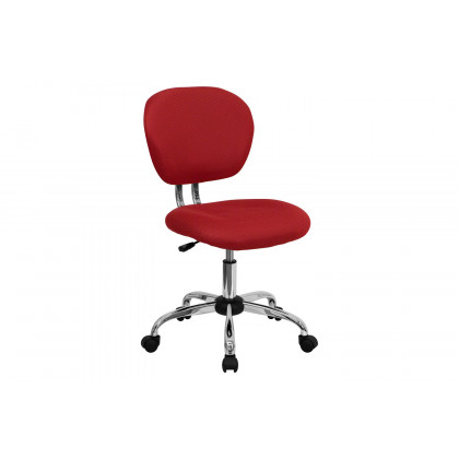 BLNK Beverly Mid-Back Mesh Padded Swivel Task Office Chair with Chrome Base - Red