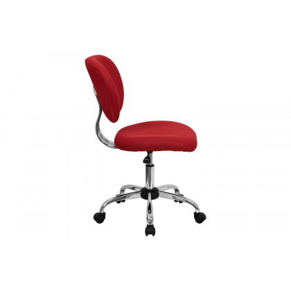 BLNK Beverly Mid-Back Mesh Padded Swivel Task Office Chair with Chrome Base - Red