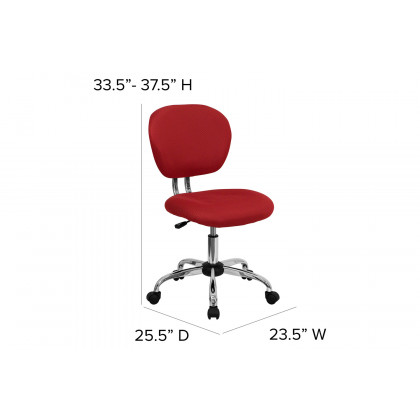 BLNK Beverly Mid-Back Mesh Padded Swivel Task Office Chair with Chrome Base - Red