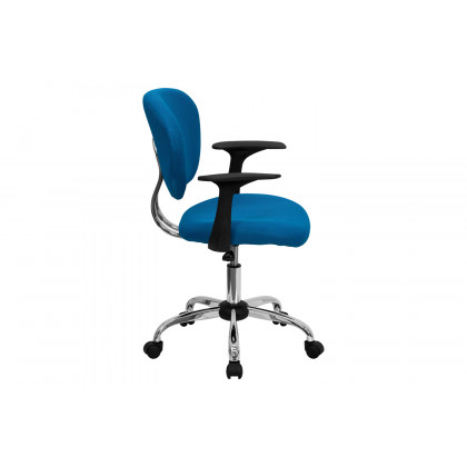 BLNK Beverly Mid-Back Mesh Padded Swivel Task Office Chair with Chrome Base - Turquoise, with Arms