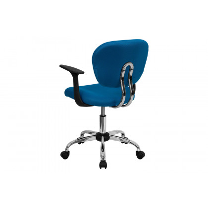 BLNK Beverly Mid-Back Mesh Padded Swivel Task Office Chair with Chrome Base - Turquoise, with Arms