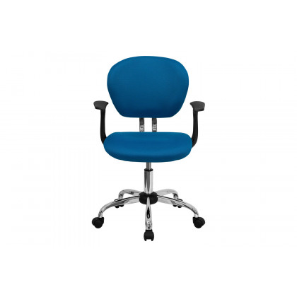 BLNK Beverly Mid-Back Mesh Padded Swivel Task Office Chair with Chrome Base - Turquoise, with Arms