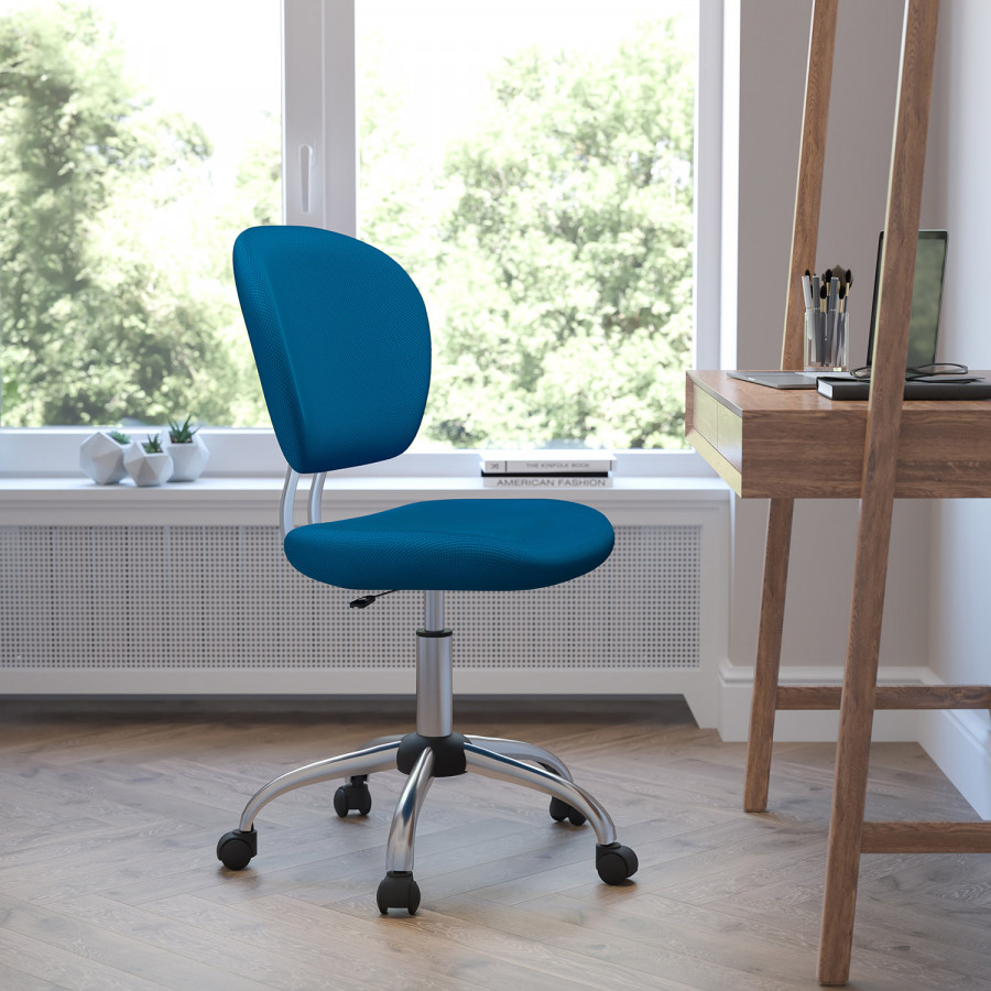 BLNK Beverly Mid-Back Mesh Padded Swivel Task Office Chair with Chrome Base - Turquoise