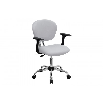 BLNK Beverly Mid-Back Mesh Padded Swivel Task Office Chair with Chrome Base - White, with Arms
