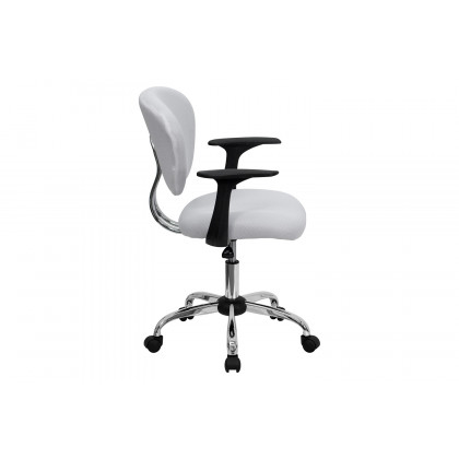 BLNK Beverly Mid-Back Mesh Padded Swivel Task Office Chair with Chrome Base - White, with Arms