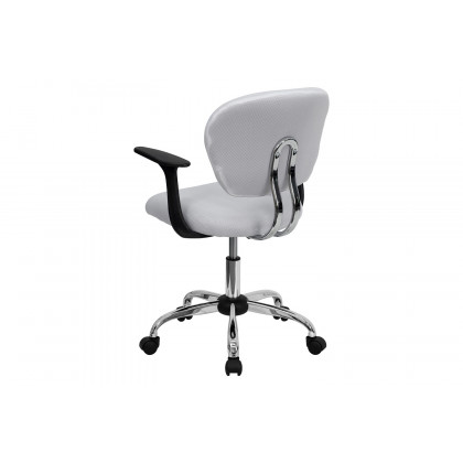 BLNK Beverly Mid-Back Mesh Padded Swivel Task Office Chair with Chrome Base - White, with Arms