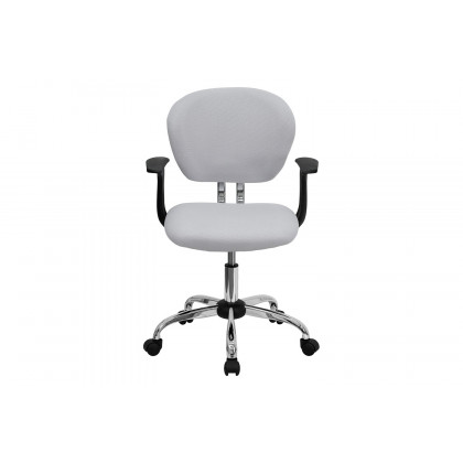 BLNK Beverly Mid-Back Mesh Padded Swivel Task Office Chair with Chrome Base - White, with Arms