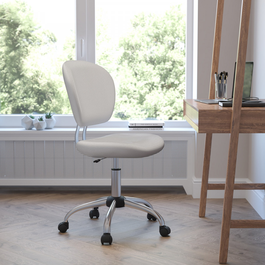 BLNK Beverly Mid-Back Mesh Padded Swivel Task Office Chair with Chrome Base - White