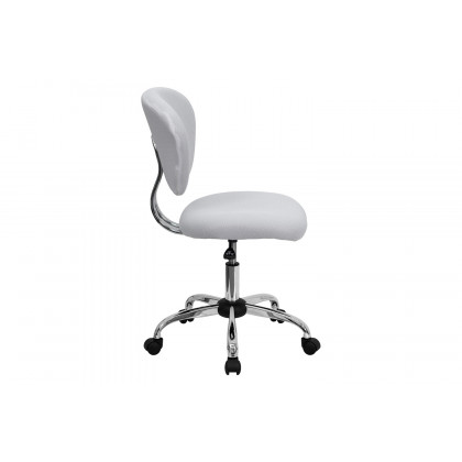 BLNK Beverly Mid-Back Mesh Padded Swivel Task Office Chair with Chrome Base - White
