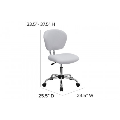 BLNK Beverly Mid-Back Mesh Padded Swivel Task Office Chair with Chrome Base - White