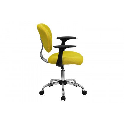 BLNK Beverly Mid-Back Mesh Padded Swivel Task Office Chair with Chrome Base - Yellow, with Arms