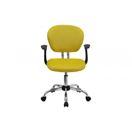 BLNK Beverly Mid-Back Mesh Padded Swivel Task Office Chair with Chrome Base - Yellow, with Arms