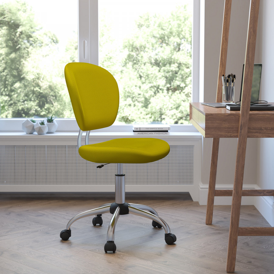 BLNK Beverly Mid-Back Mesh Padded Swivel Task Office Chair with Chrome Base - Yellow