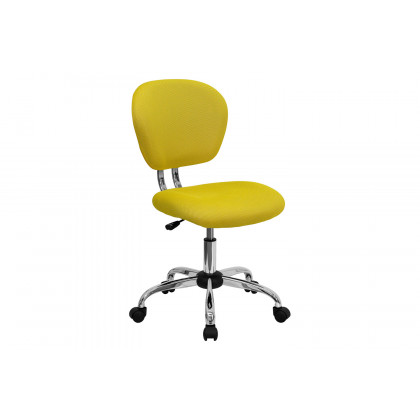 BLNK Beverly Mid-Back Mesh Padded Swivel Task Office Chair with Chrome Base - Yellow