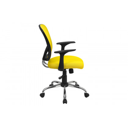 BLNK Alfred Mid-Back Mesh Swivel Task Office Chair with Chrome Base and Arms - Yellow
