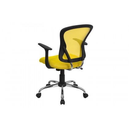 BLNK Alfred Mid-Back Mesh Swivel Task Office Chair with Chrome Base and Arms - Yellow