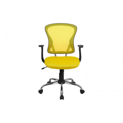 BLNK Alfred Mid-Back Mesh Swivel Task Office Chair with Chrome Base and Arms - Yellow