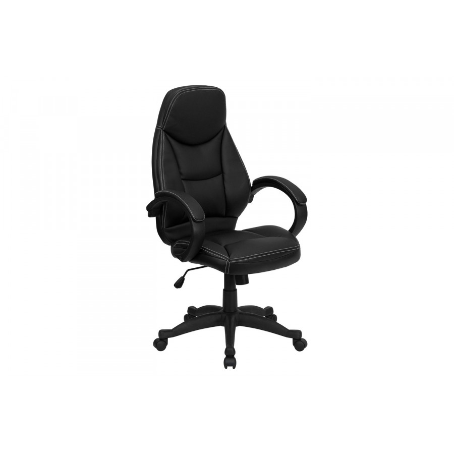 BLNK - Leonard LeatherSoft High-Back Contemporary Executive Swivel Ergonomic Office Chair with Curved Back and Loop Arms