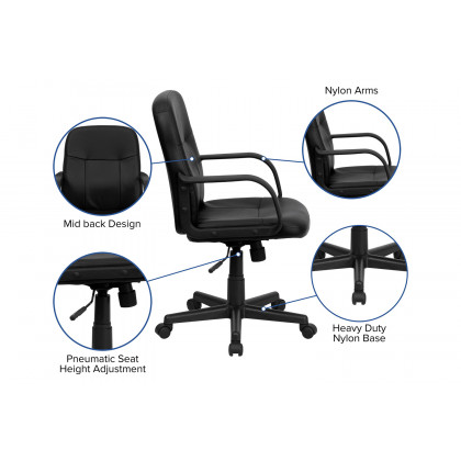 BLNK - Paulson Glove Vinyl Mid-Back Executive Swivel Office Chair with Arms