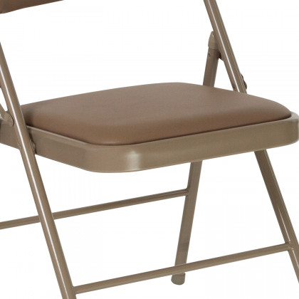 BLNK HERCULES Series Vinyl Double Braced Folding Chair - Beige