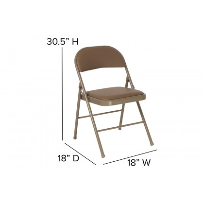 BLNK HERCULES Series Vinyl Double Braced Folding Chair - Beige