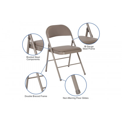 BLNK HERCULES Series Vinyl Double Braced Folding Chair - Gray