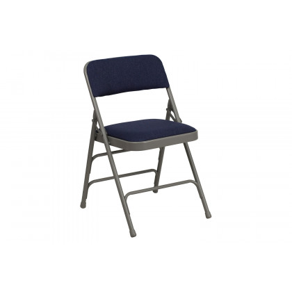 BLNK HERCULES Series Fabric Curved Triple Braced and Double Hinged Metal Folding Chair - Navy