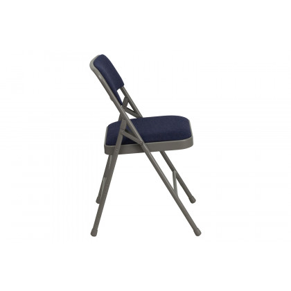 BLNK HERCULES Series Fabric Curved Triple Braced and Double Hinged Metal Folding Chair - Navy