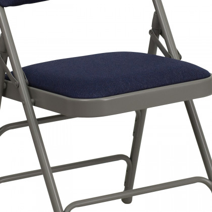 BLNK HERCULES Series Fabric Curved Triple Braced and Double Hinged Metal Folding Chair - Navy