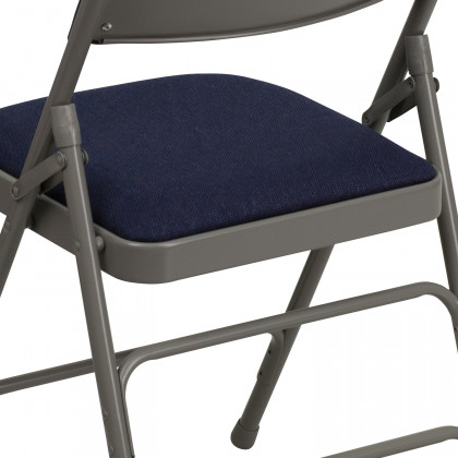 BLNK HERCULES Series Fabric Curved Triple Braced and Double Hinged Metal Folding Chair - Navy