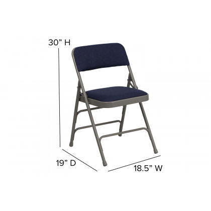 BLNK HERCULES Series Fabric Curved Triple Braced and Double Hinged Metal Folding Chair - Navy